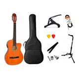 Violao Giannini Nf14 Ceq Flat Elétrico Nylon Kit Completo