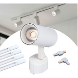 Kit Trilho 4m Eletrificado Branco+10 Spots Led 7w Luz Quente