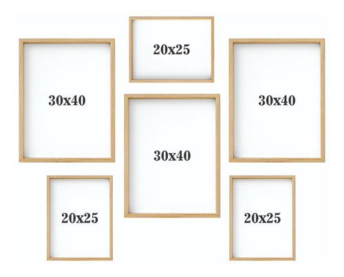 Combo Set Cuadros Box, Marcos Box Madera Portaretrato X6