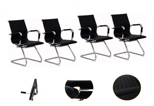 Kit Cadeiras Escritório C/4 Interlocutor Fixa Charles Eames 