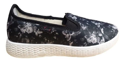 Zapatillas Dama Panchas Mujer Gowell Art 2829 Flores Negras