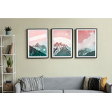 Set X 3 Láminas Imprimibles Decorativas Montaña Rosa