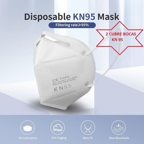 Mascarilla N95 Cubrebocas Antivirus 5 Capas (2 Mascarillas)