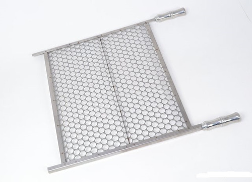 Grelha Aço Inox 430 Moeda Cabo Aluminio Tamanho 53x50 Cm