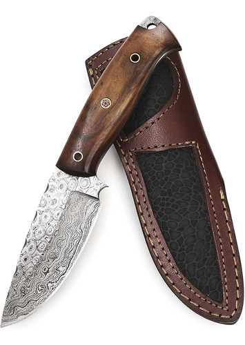 Bigcat Roar Handmade Damascus Steel Bushcraft Hunting Ski...