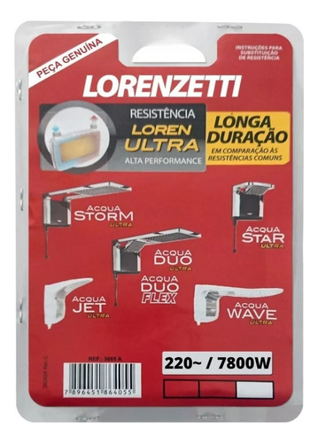 Resistência Chuveiro Lorenzetti Acqua Ultra 220v 7800w
