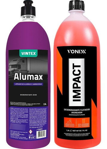 Alumax Limpa Alumínio Rodas Baú Aro + Impact 1,5l Vonixx