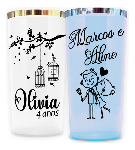 100 Copos Long Drink 320ml Personalizados Com Borda 