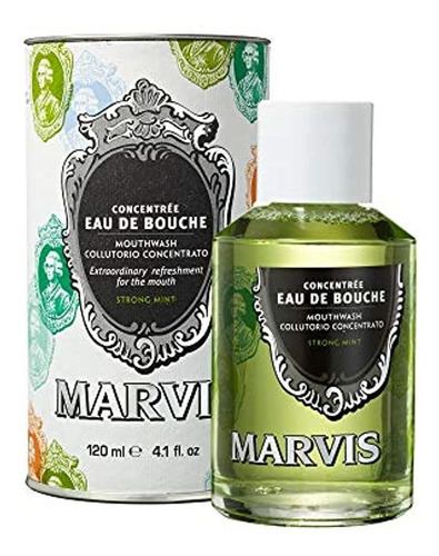 Marvis Strong Mint Enjuague Bucal, Concentrado, 4.1 Onzas Lí