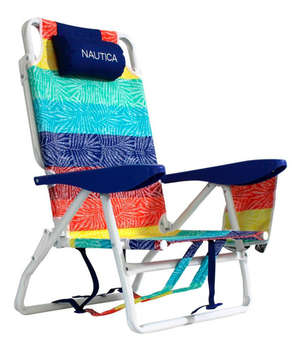 Silla De Playa Nautica® Con 5 Posiciones Plegable Portátil Color Arcoiris Palma Punteada