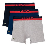 Boxer Pack X3 Hombre Lacoste Comfort Strech Elasticos Gris