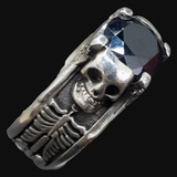 Anillo Calavera En Plata 1 Cm Piedra A Eleccion Art 242