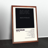 Ac/dc Poster Album Back In Black En Cuadro Vidriado