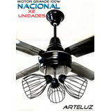 Ventilador Negro Pala De Chapa + Plafon 3l Jaula S/lamp X2u