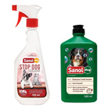 Kit Shampoo Condicionador 2em1 + Educador Stopdog Cães Sanol