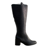 Bota Cano Longo Couro Burnish Preto