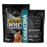 Kit: Elite Pro Whey 80% 1kg+creatina 600g-soldiers Nutrition