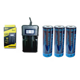 Carregador Duplo Lcd Bateria + 3 Baterisa 18650 Full Novas