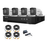 Kit 4 Camaras Exterior Dvr Hikvision 8 Ch Fullhd Lite + Disco + Cables O Baluns