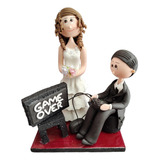 Muñecos Para Pastel De Boda Gamer Over (cake Topper)