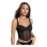 Corset Bustier Top Negro Aesthetic Y2k Shein Importado Mujer