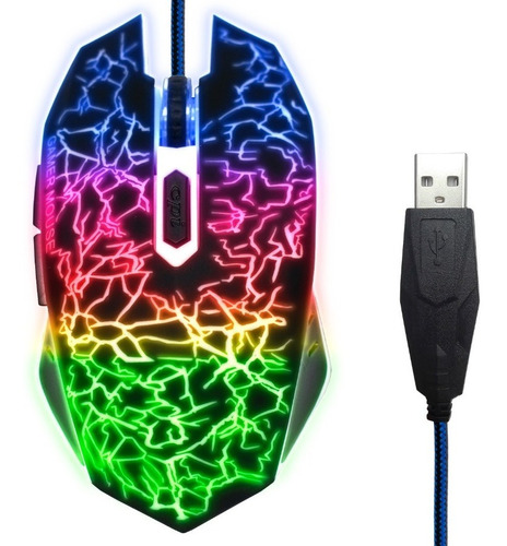 Mouse De Juego Gamer Luces Rgb Retroiluminado Usb Dpi Pc Color Negro