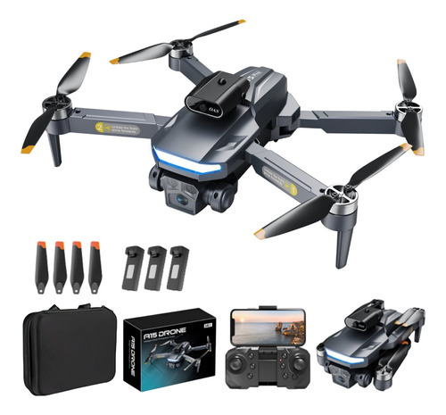 Mini Drone A15 Pro Con Cámara Y Motores Brushless 3 Baterías Color Gris Oscuro