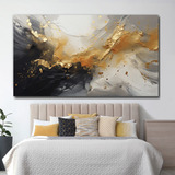Cuadro Abstracto Dorado Negro Elegante Sala Canvas K6 60x90