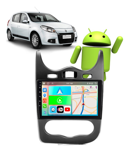 Central Multimidia Carplay Sandero 2012-2014 Tv Online Waze