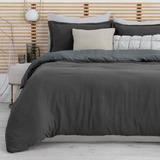 Funda Para Duvet King Size + Fundas Micro-luxe Esquimal Color Negro - Gris Diseño De La Tela Lisa