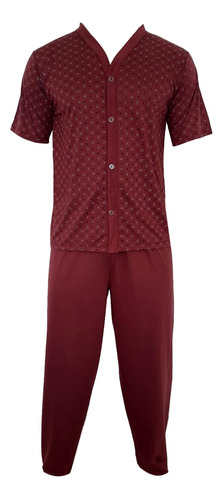 Pijama Adulto Inverno Masculino Longo Blusa Meia Manga Botão