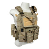 Colete Plate Carrier + 9 Módulos + Bandoleira ( Tan)