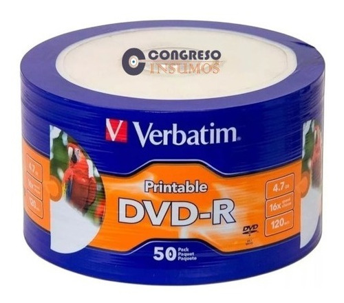 Dvd-r Verbatim Printable X 50 Unid 4.7gb 16x Imprimible