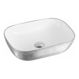 Ovalin Lavabo Cerámico Rectangular En Plata Y Blanco