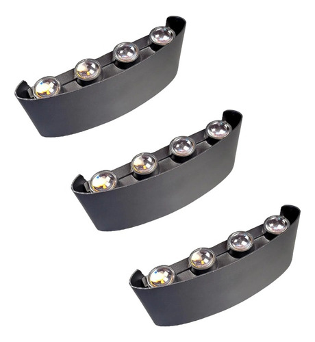 3 Pz Lampara De Pared 40w Arbotante 8 Luces Luz Calida T3518