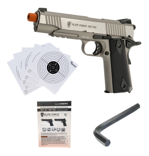 Marcadora Airsoft Elite Force 1911 Co2 6mm Tac Silver Xtr P