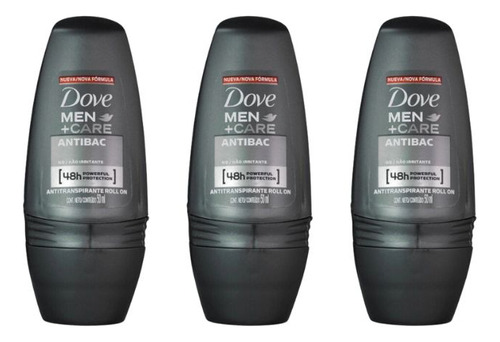 Desodorante Dove Rollon Masculino Sem Perfume 50ml - Kit3un