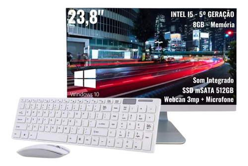 Computador All In One I5 Intel 8gb 23.8 Teclado Mouse S/ Fio