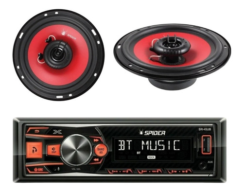 Estereo Bluetooth Spider Sr-45ub Con Bocinas Sr-657 