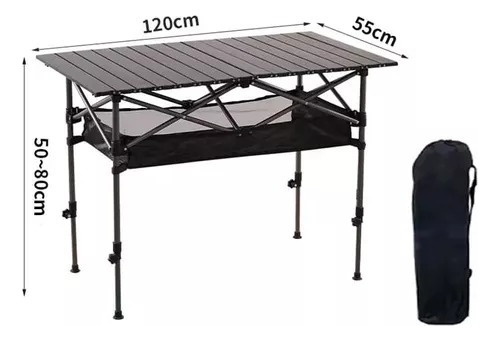 Mesa Portatil Acampamento Camping 90cm Dobrável Com Bolsa