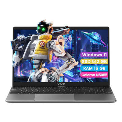 Laptop Intel Celeron N5095 Notebook DDR4 16 GB RAM 512 GB SSD 15.6' Plateado 1920 px x 1080 px Windows 11 Pro | Meses sin interés