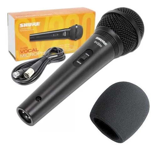 Microfone Profissional Shure Sv200 Karaokê C/ Cabo Espuma