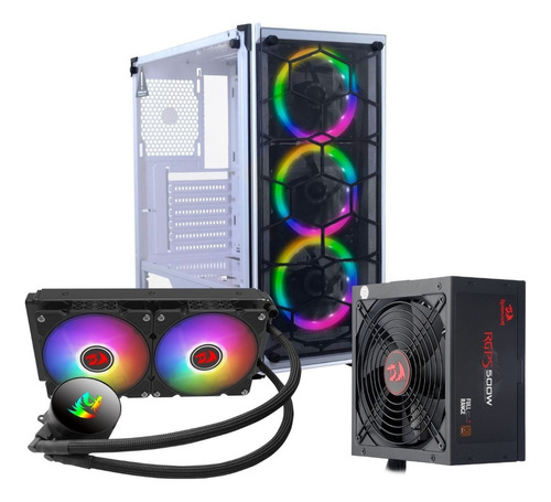 Combo Gabinete Blanco Abanicos Rgb, Fuente 500w, Cooler Agua