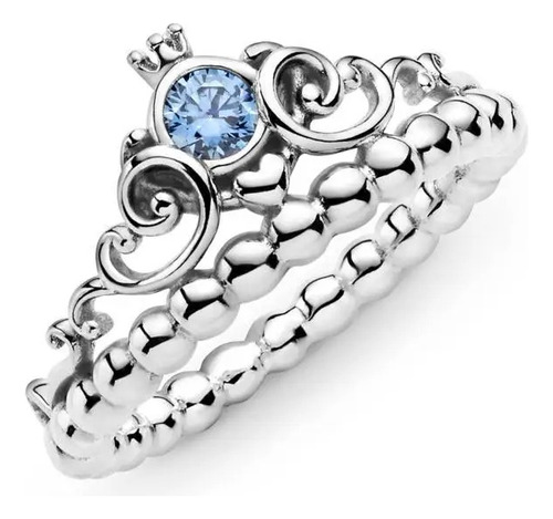 Anillo Pandora Corona Azul Cenicienta Disney Outlet Plata