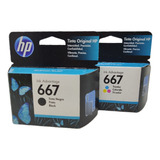 Kit Cartucho 667 Preto Color Original Hp 2376 2775 2776 6476