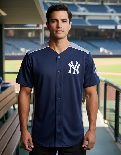 Playera Jersey Baseball Mlb Yankees Azul Hombre 0p0f33nk9tde