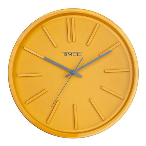 Reloj De Pared Minimalista Amarillo Timco Estructura Naranja Claro