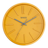 Reloj De Pared Minimalista Amarillo Timco Estructura Naranja Claro