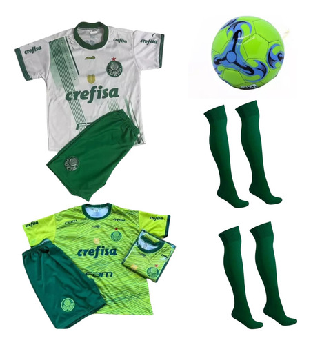 2 Kits Conjunto Uniforme Times De Futebol + Bola + Meião 