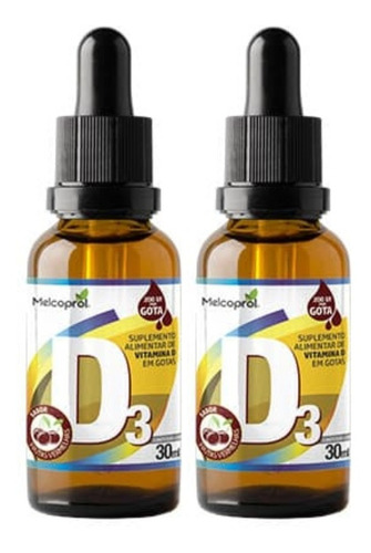 Kit 2 Vitamina D3 Em Gotas 2000 Ui Por Gota 30ml Melcoprol